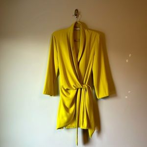 Flowy chartreuse Zara wrap blazer or mini dress